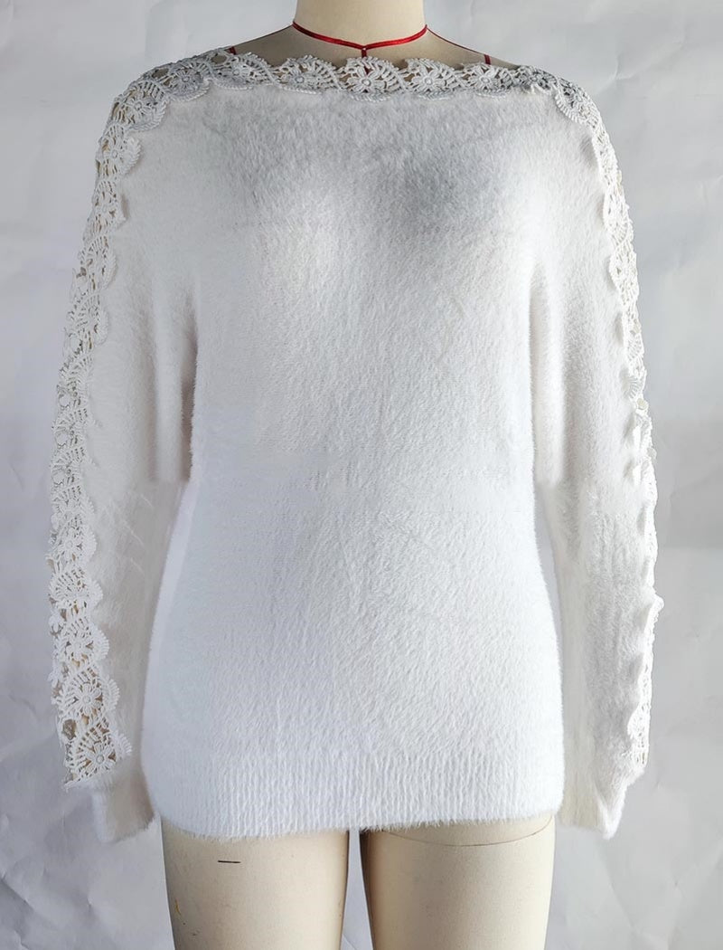 Lace Panel Knit Top with Elegant Detailing
