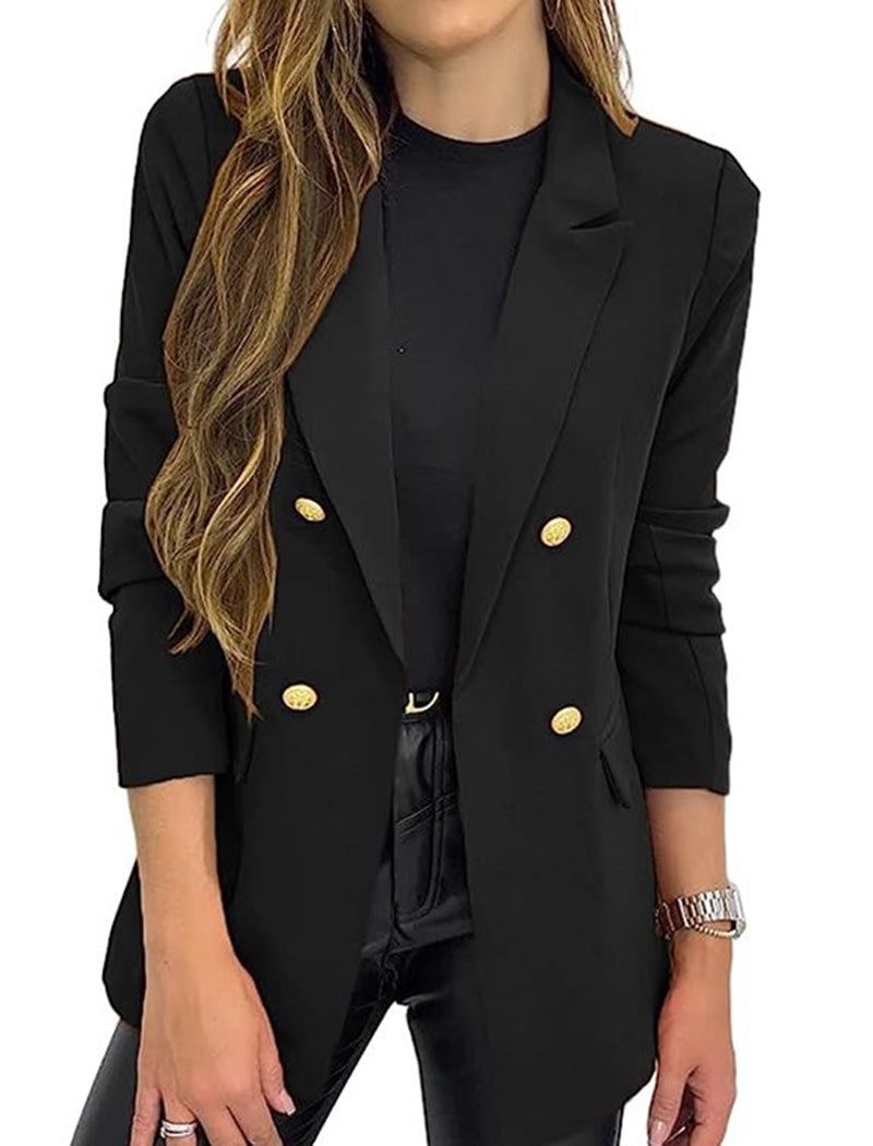Buttoned Double-Breasted Blazer