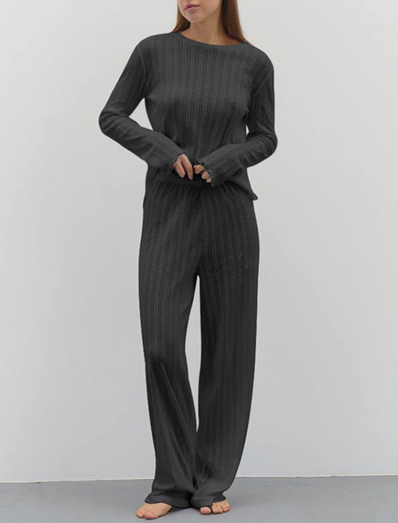 Ribbed Lounge Set with Long Sleeves