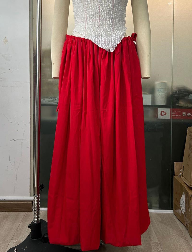 Drawstring Waist Maxi Skirt