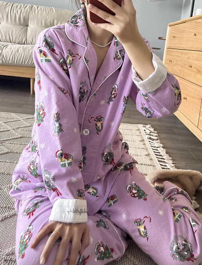 Printed Long Sleeve Pants Pajama Set