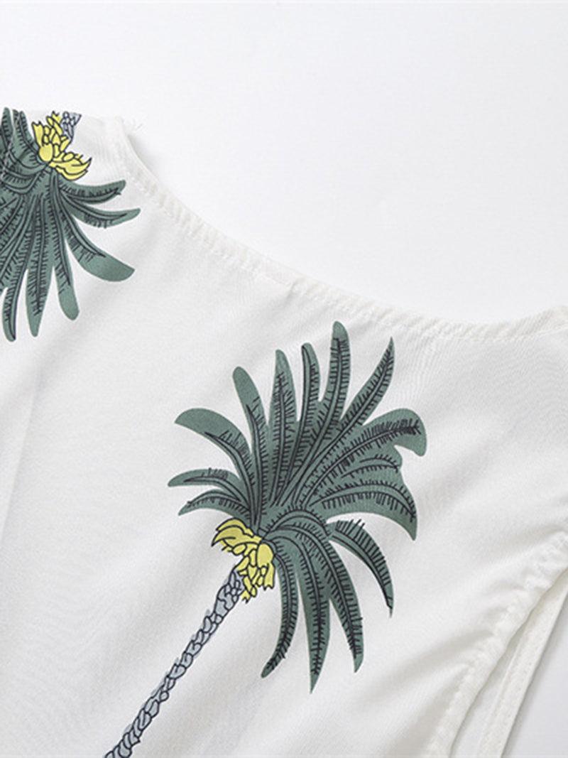 Palm Tree Print Vest and Pants Set