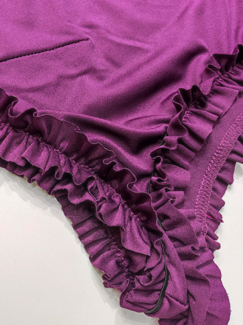 Off-Shoulder Ruffle Slit Maxi Dress