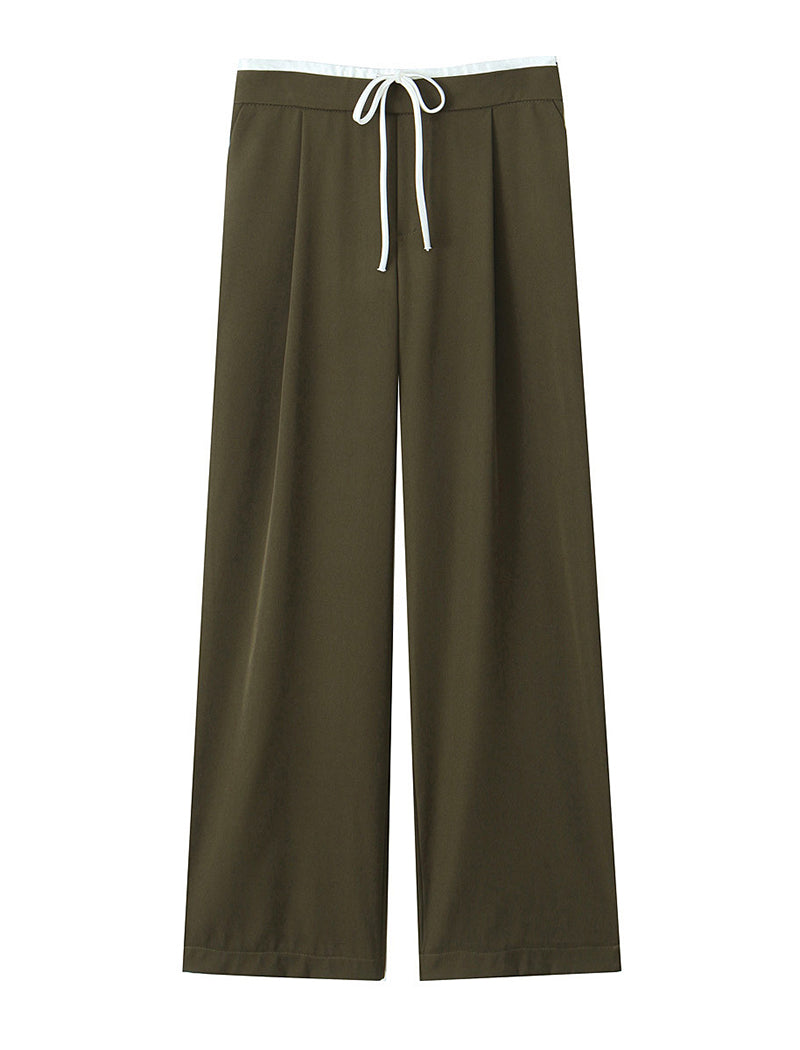 High-Waisted Wide Leg Drawstring Pants