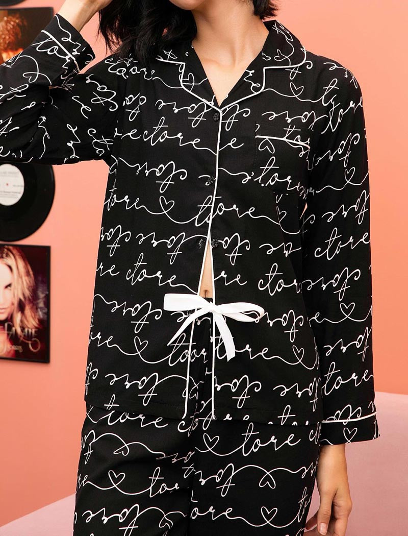 Script Print Pajama Set
