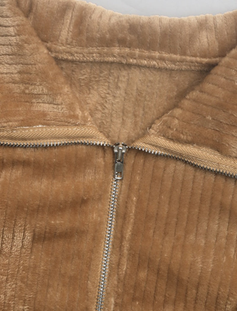Zip-Up Plush Jacket with Pockets