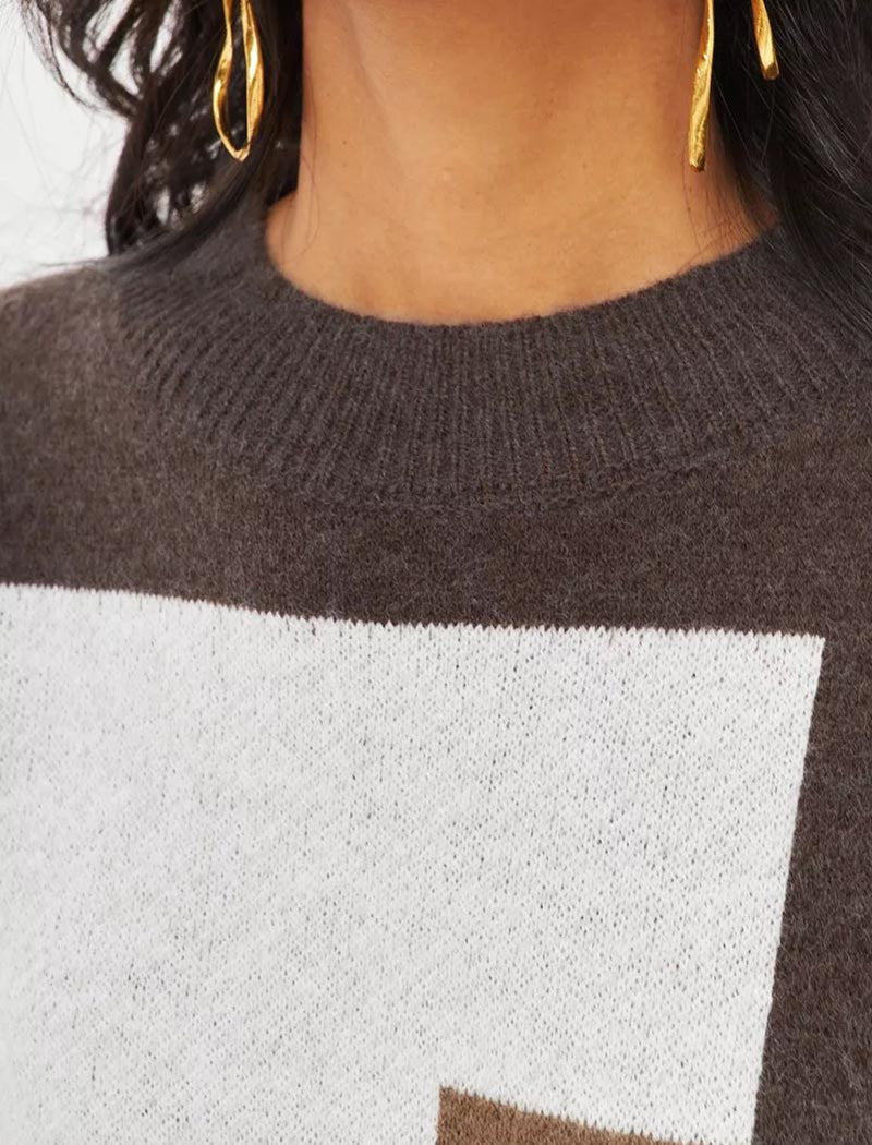 Leopard Print Colorblock Sweater