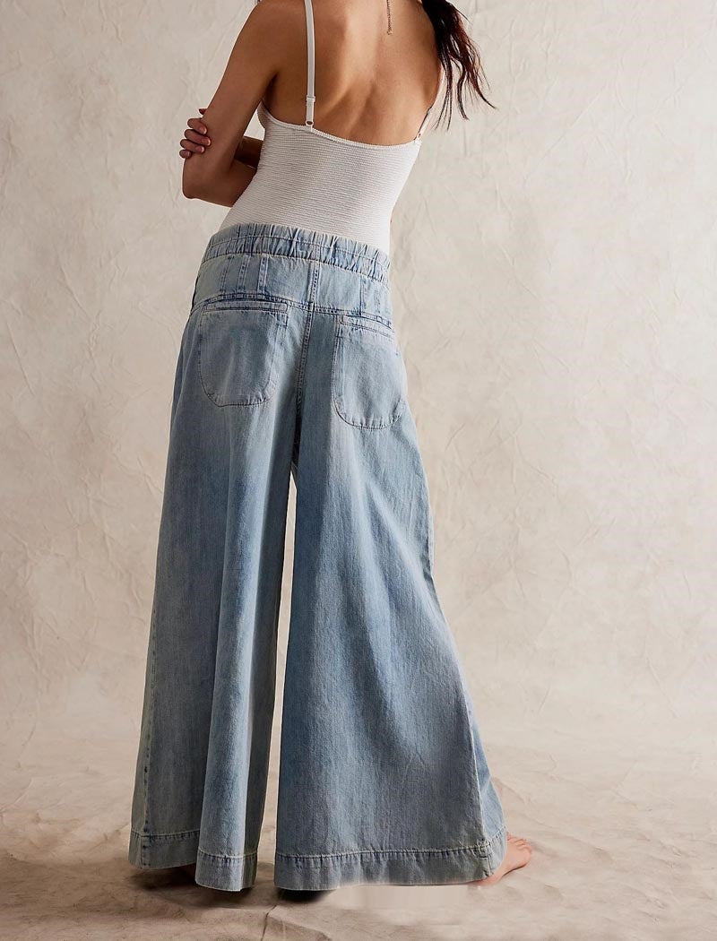 Flowy Wide-Leg Denim Pants