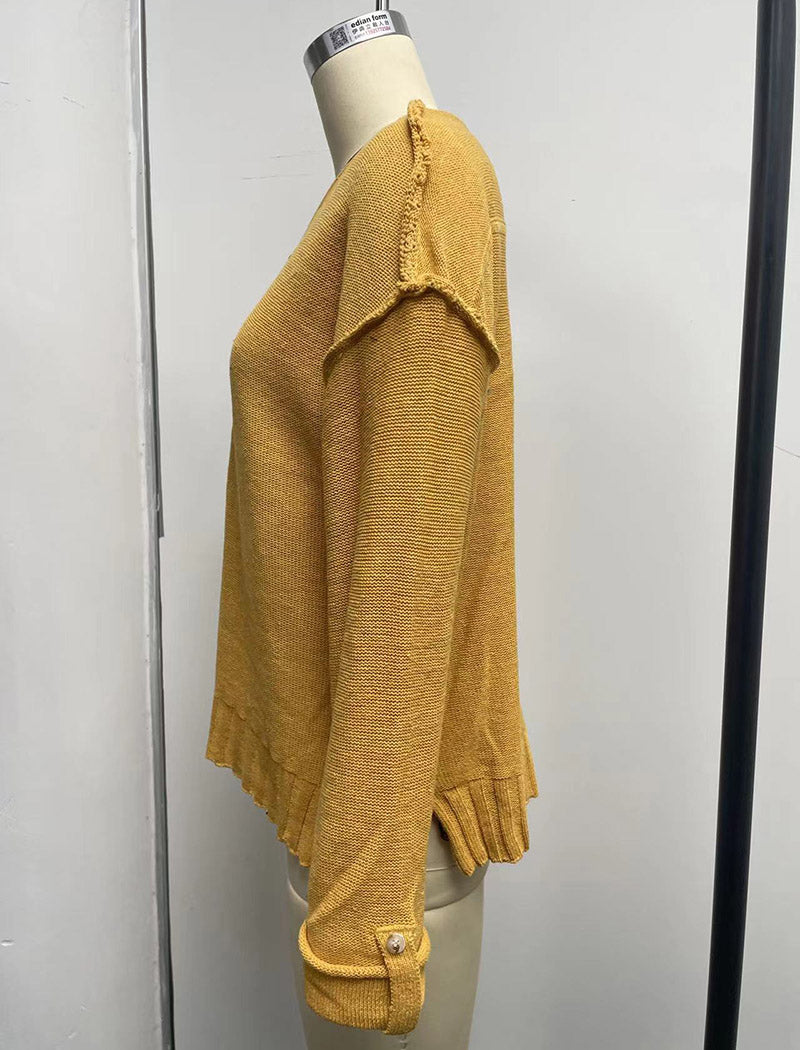 Casual Henley Knit Sweater