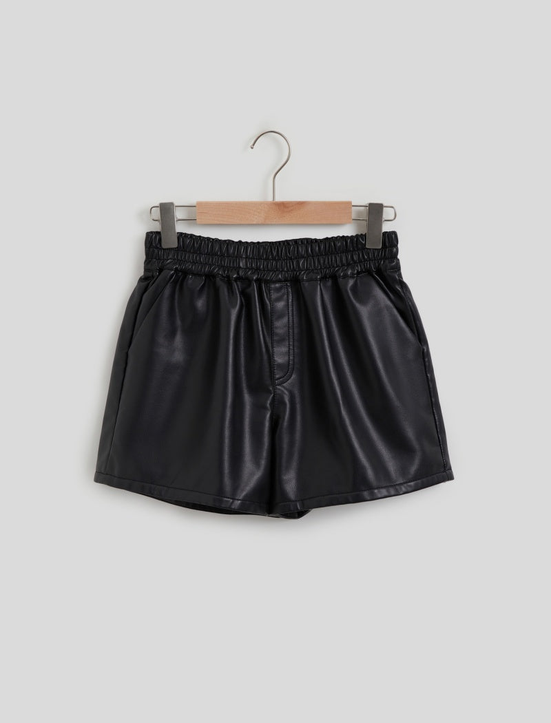 Faux Leather High-Waisted Shorts