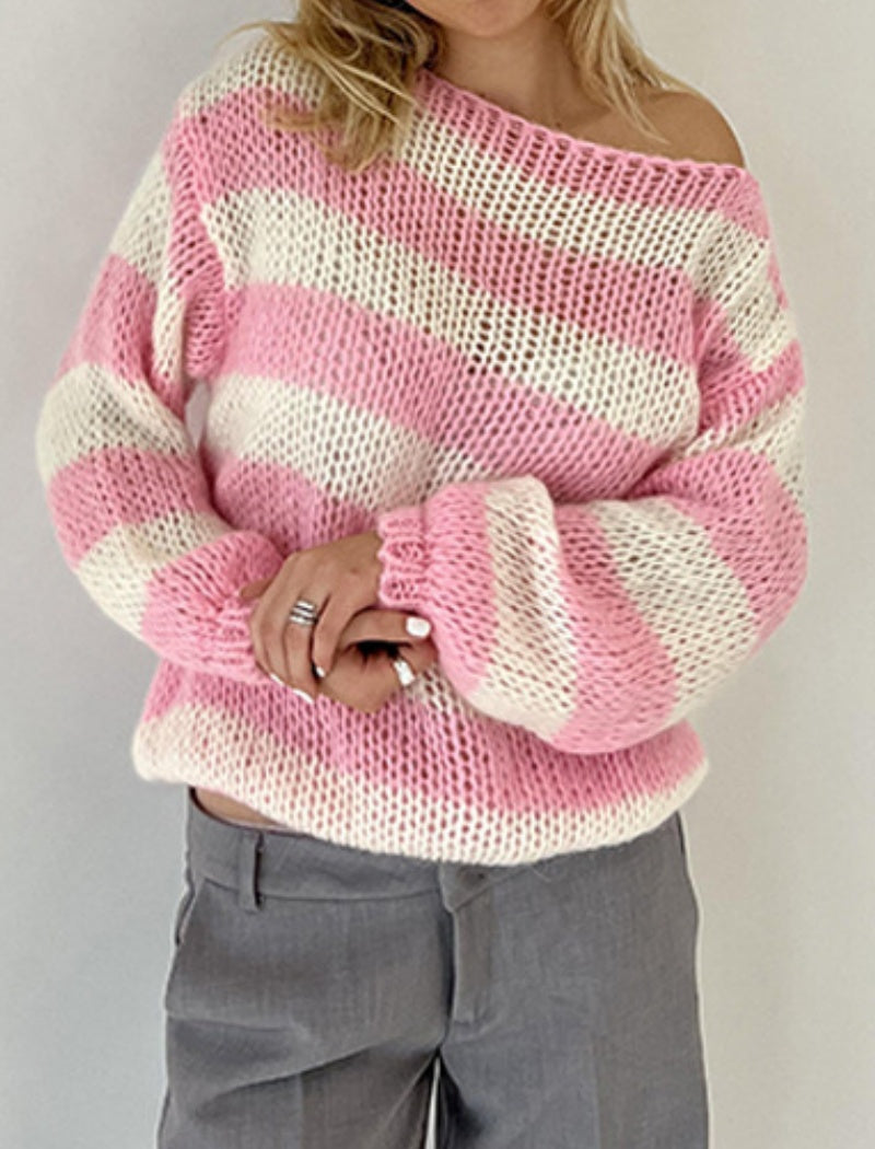 Striped Chunky Knit Pullover