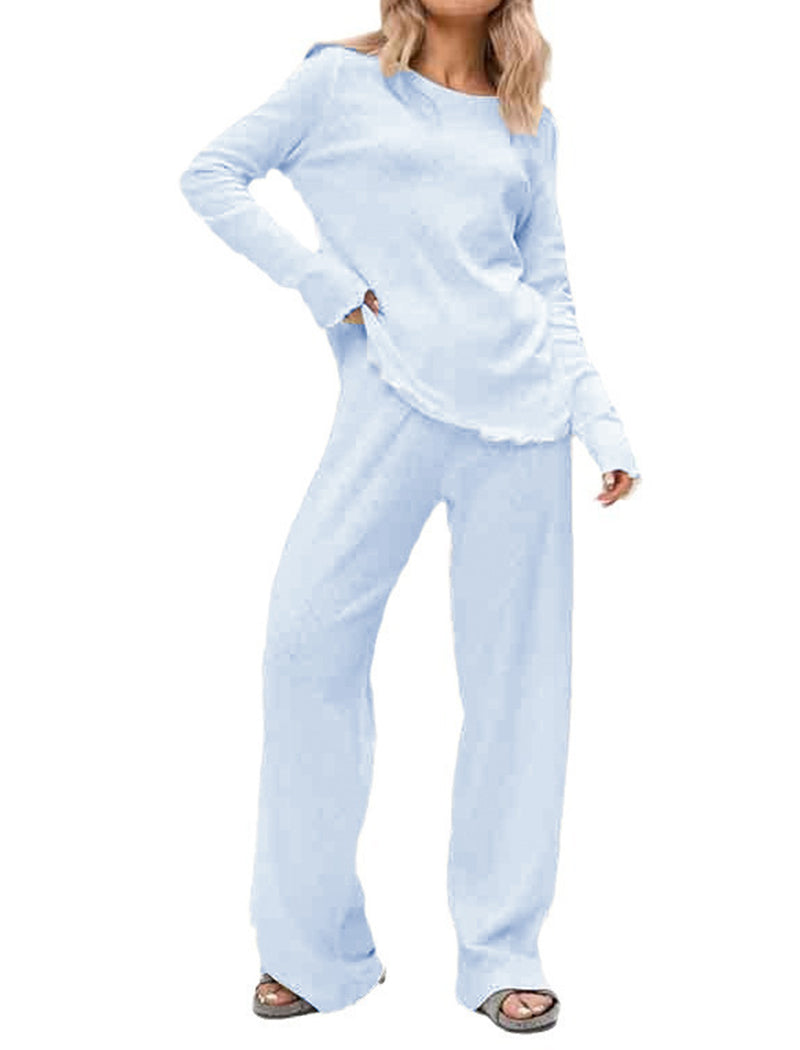 Knit Long Sleeve Top and Pants Pajama Set