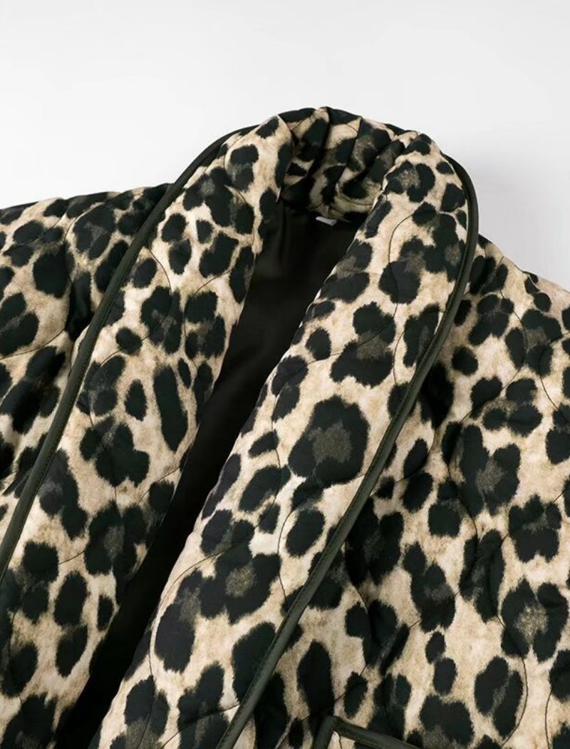 Leopard Print Open Jacket