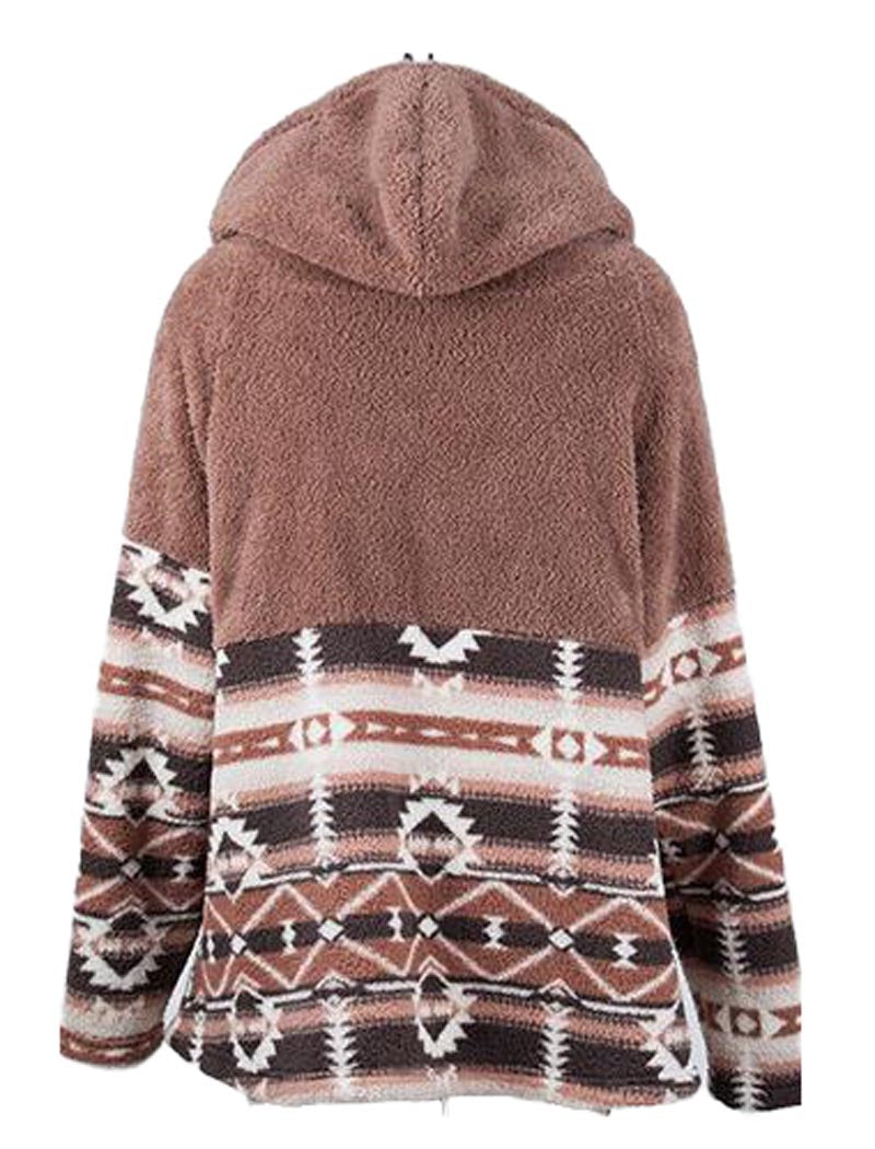 Printed Fleece Lined Hooded Jacket