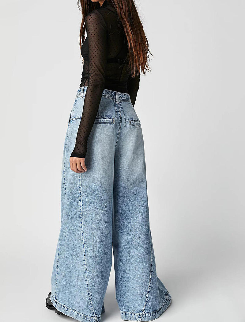 High-Waist Wide-Leg Casual Pants