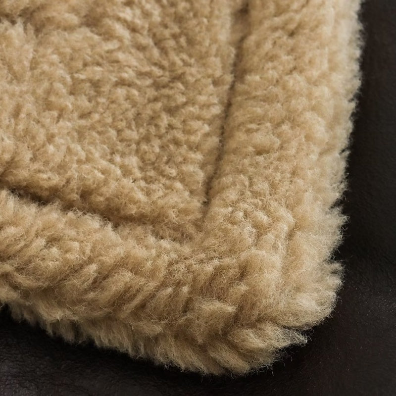 Faux Shearling Collar Zip-Up Jacket