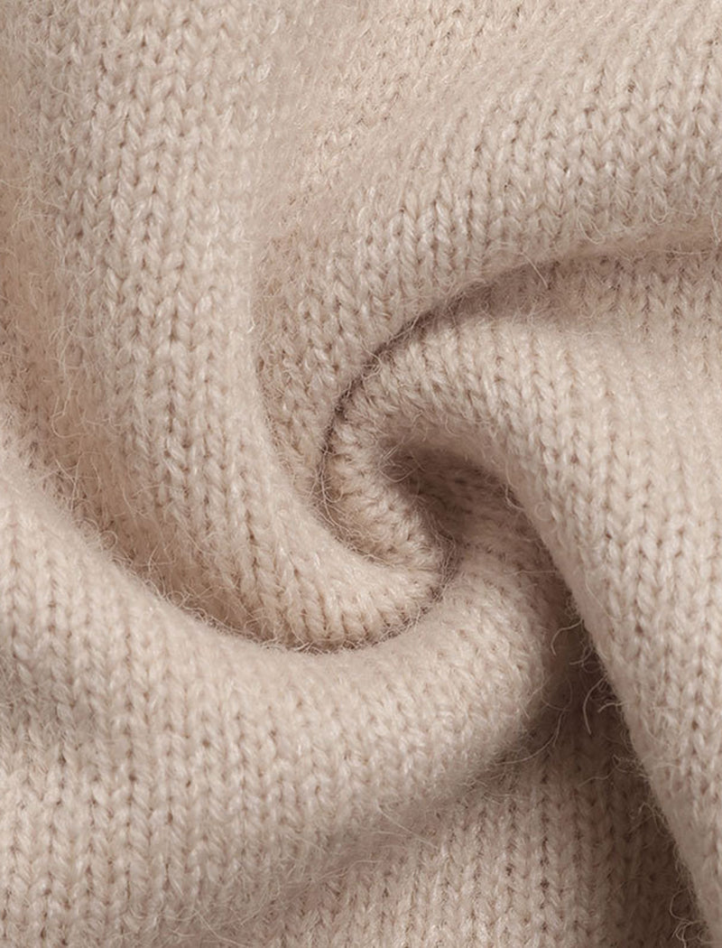 V-Neck Knitted Sweater with Lace Trim