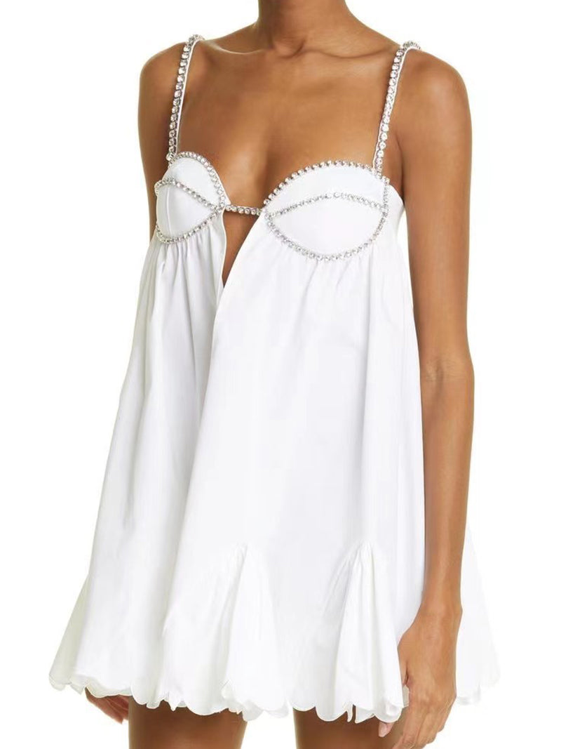 Rhinestone Strappy Mini Dress