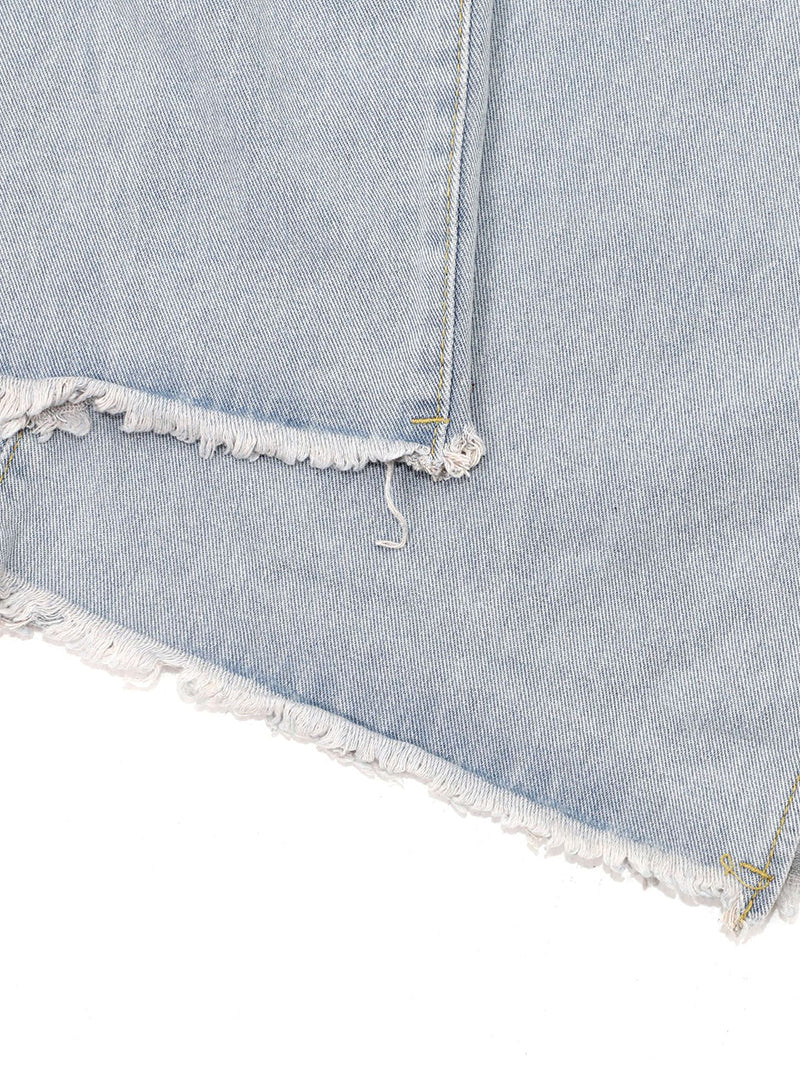 Side-Slit Chain-Detail Denim Pants