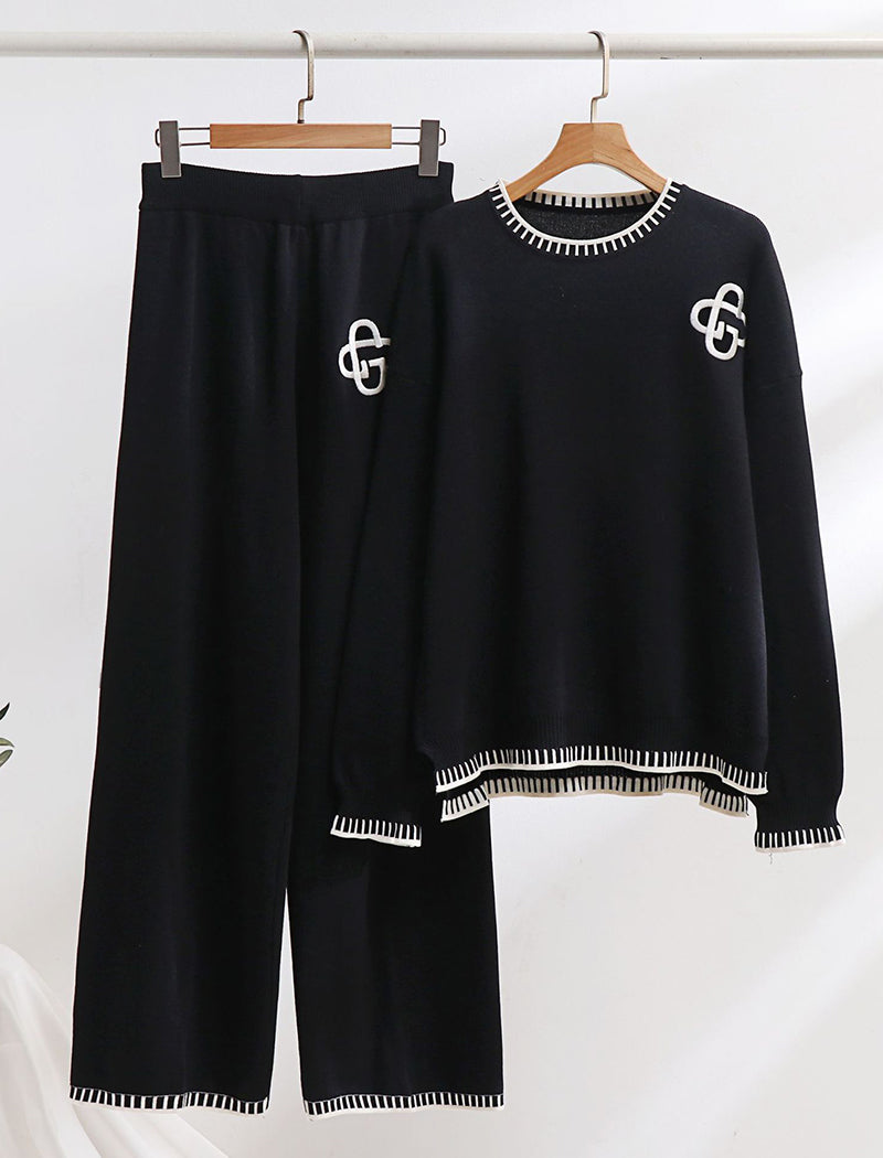 Long Sleeve Knit Sweater & Wide-Leg Pants Set