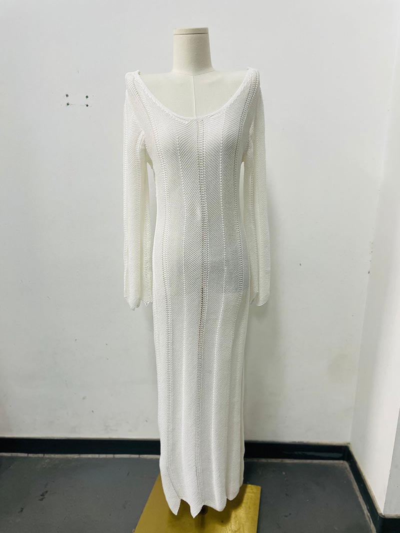 Long Sleeve V-Neck Maxi Dress