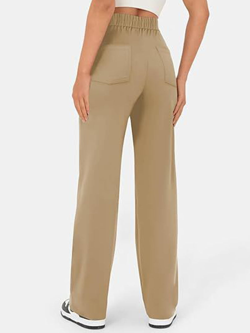 High-Rise Button-Up Straight-Leg Pants