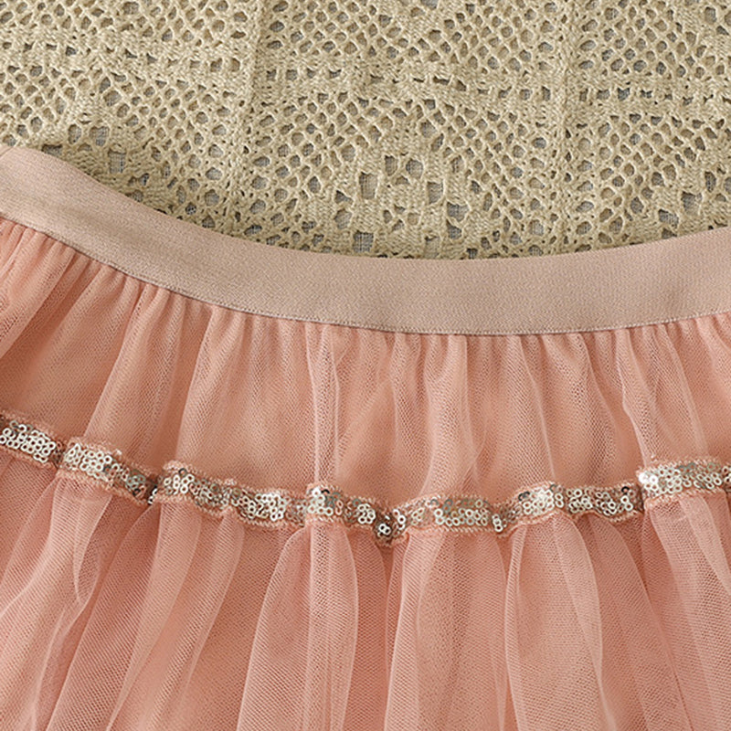 Layered Ruffle Tulle Midi Skirt