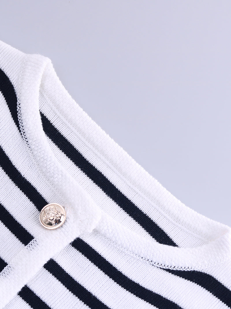 Striped Cardigan and Shorts Set