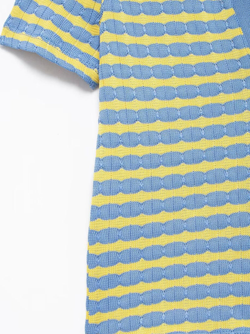 Striped Polo Collar Top