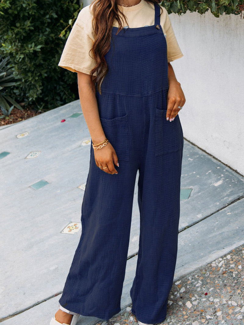 Wide-Leg Pockets Romper