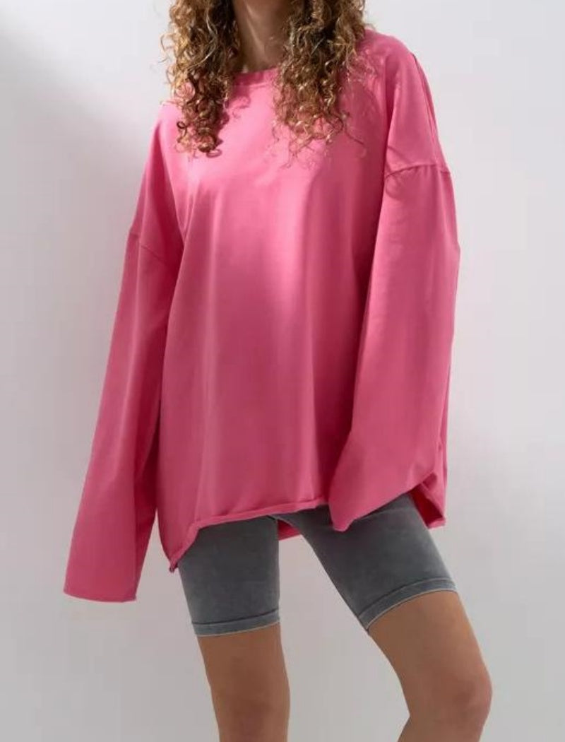 Oversized Long-Sleeves Round Neck Top