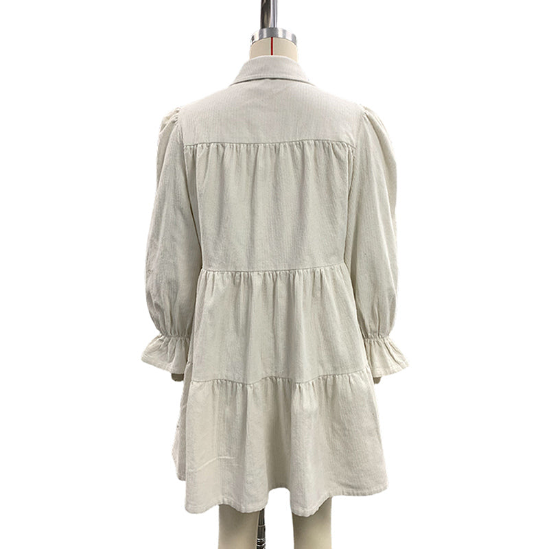 Bow Button-Front Mini Dress