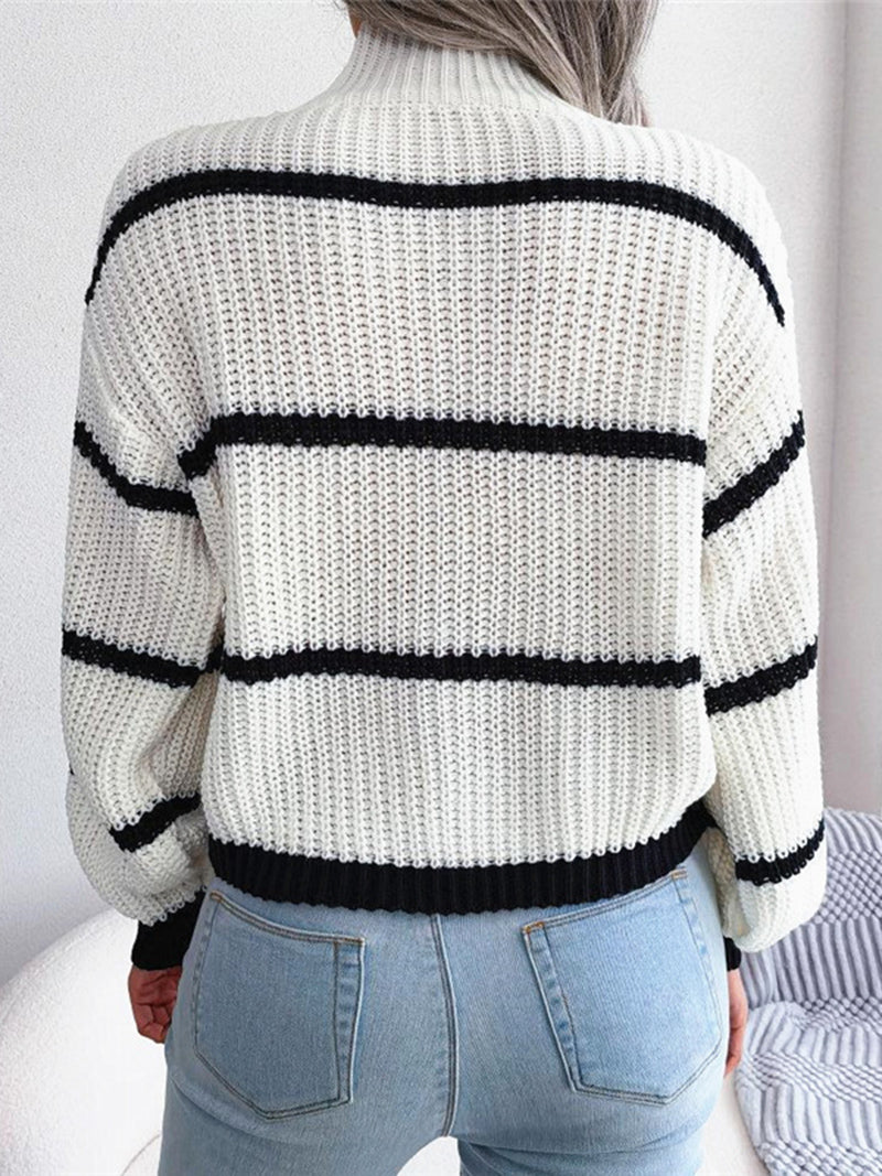 Striped Mock Neck Sweater