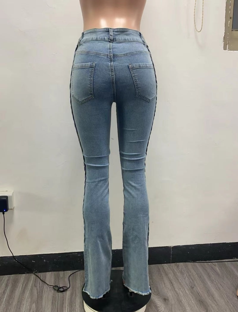 Distressed Flared Denim Pants