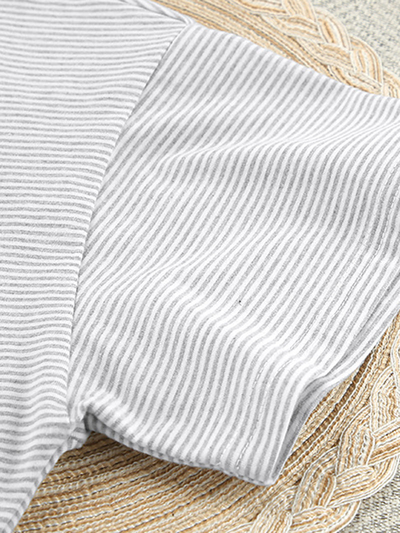 Striped Tee and Slit Shorts Set