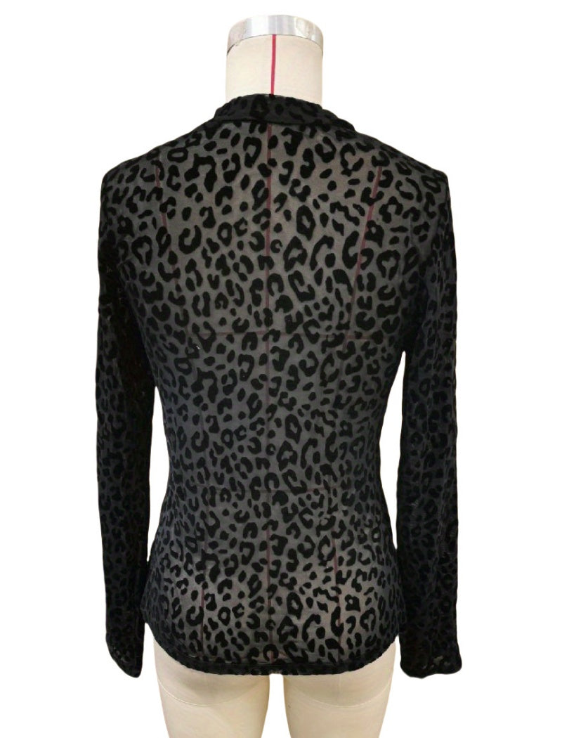 Sheer Leopard Print Long Sleeve Top