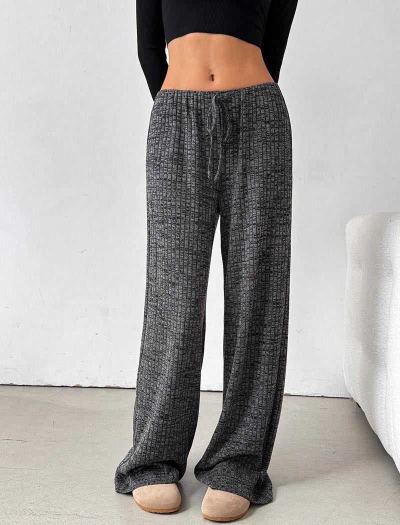 Striped Drawstring Wide-Leg Pants