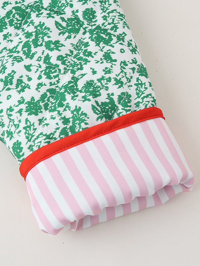 Floral Print Patchwork Coat