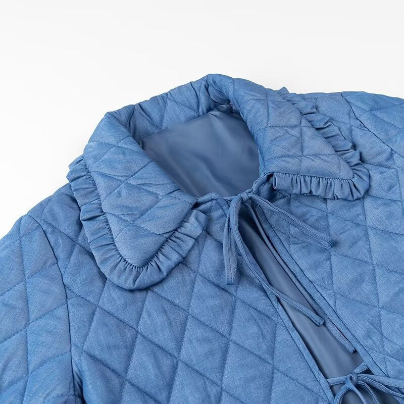 Ruffle Collar Quilted Jacket