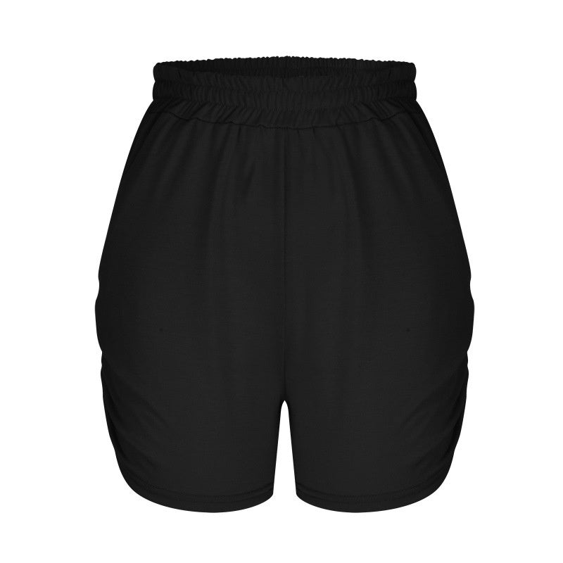 Casual High-Waisted Shorts with Side Ruching