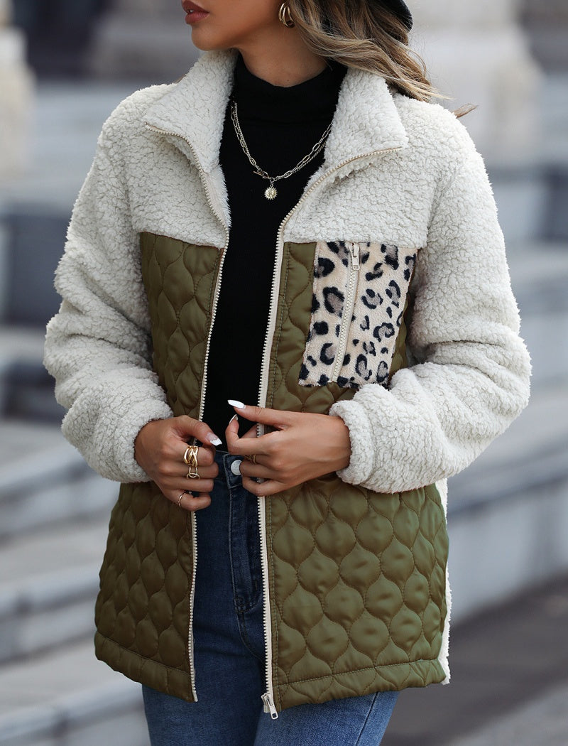Colorblock Quilted Sherpa Jacket