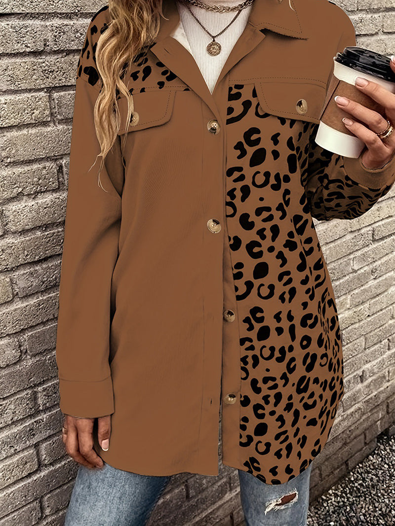 Leopard Print Patchwork Coat