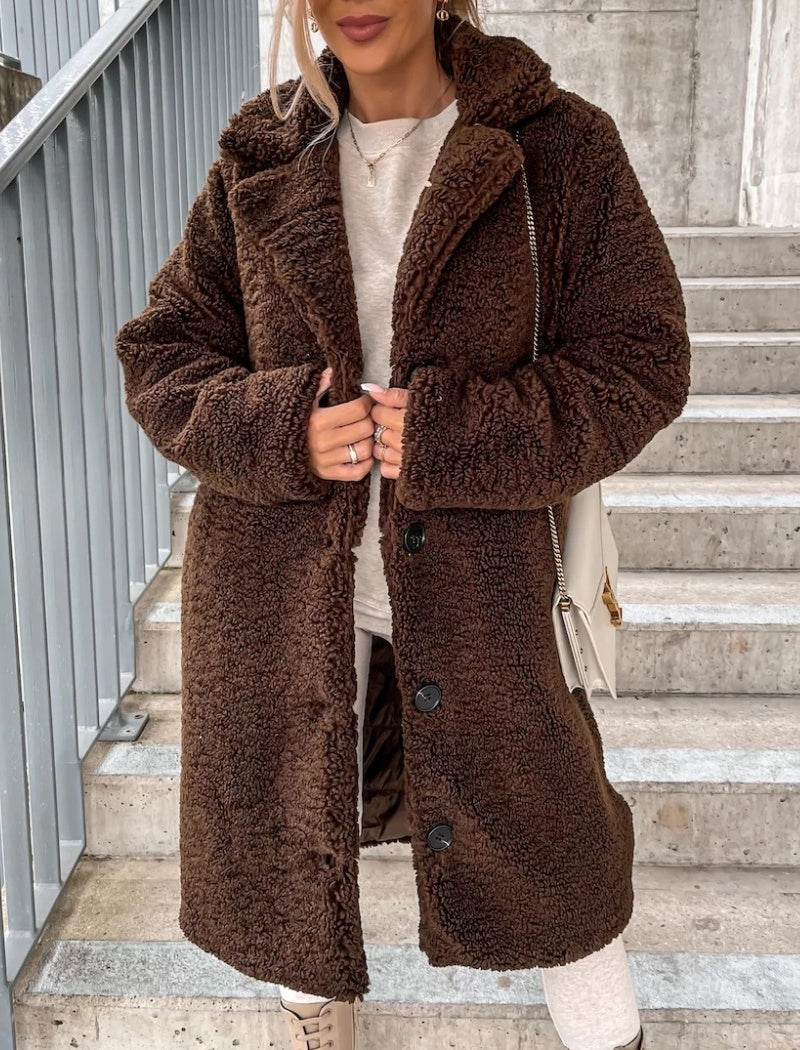 Button-Up Oversized Teddy Coat