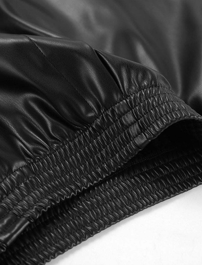 PU Leather Slit High-Waist Skirt