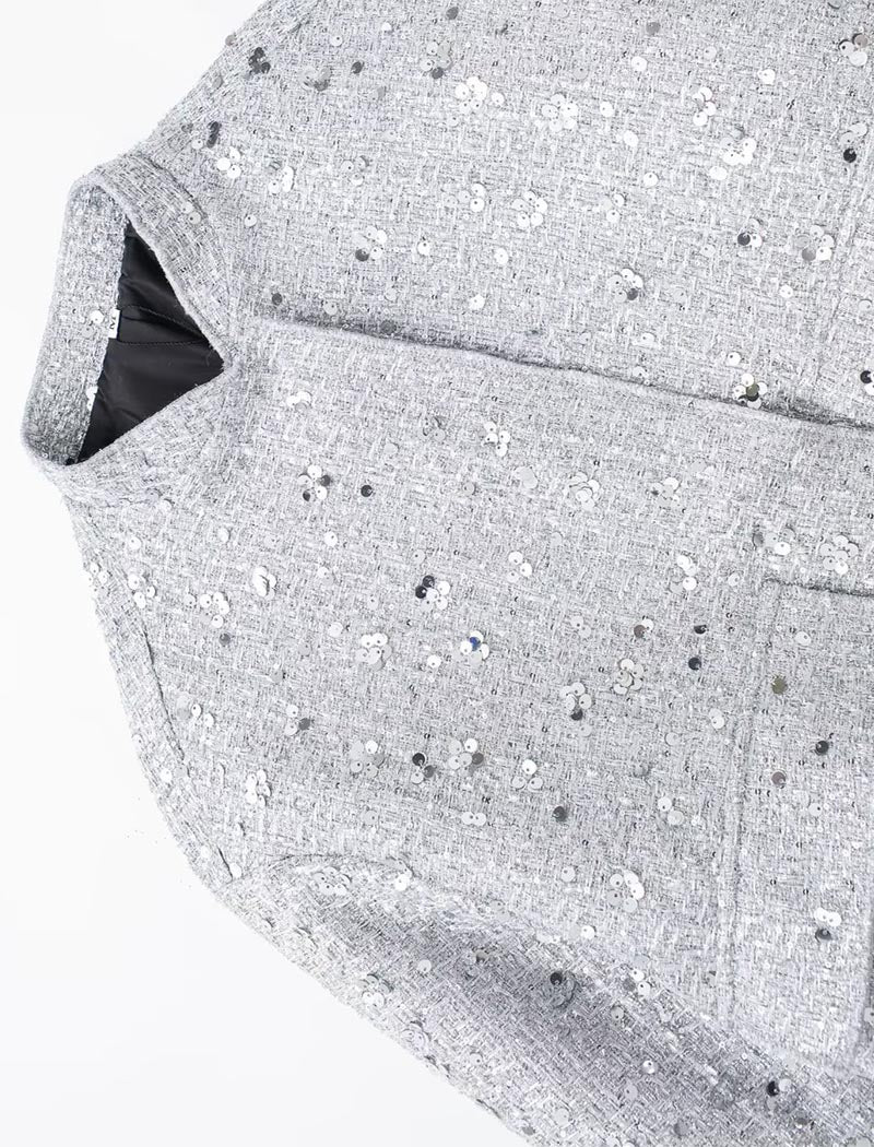 Embellished Sequin Bomber Jacket