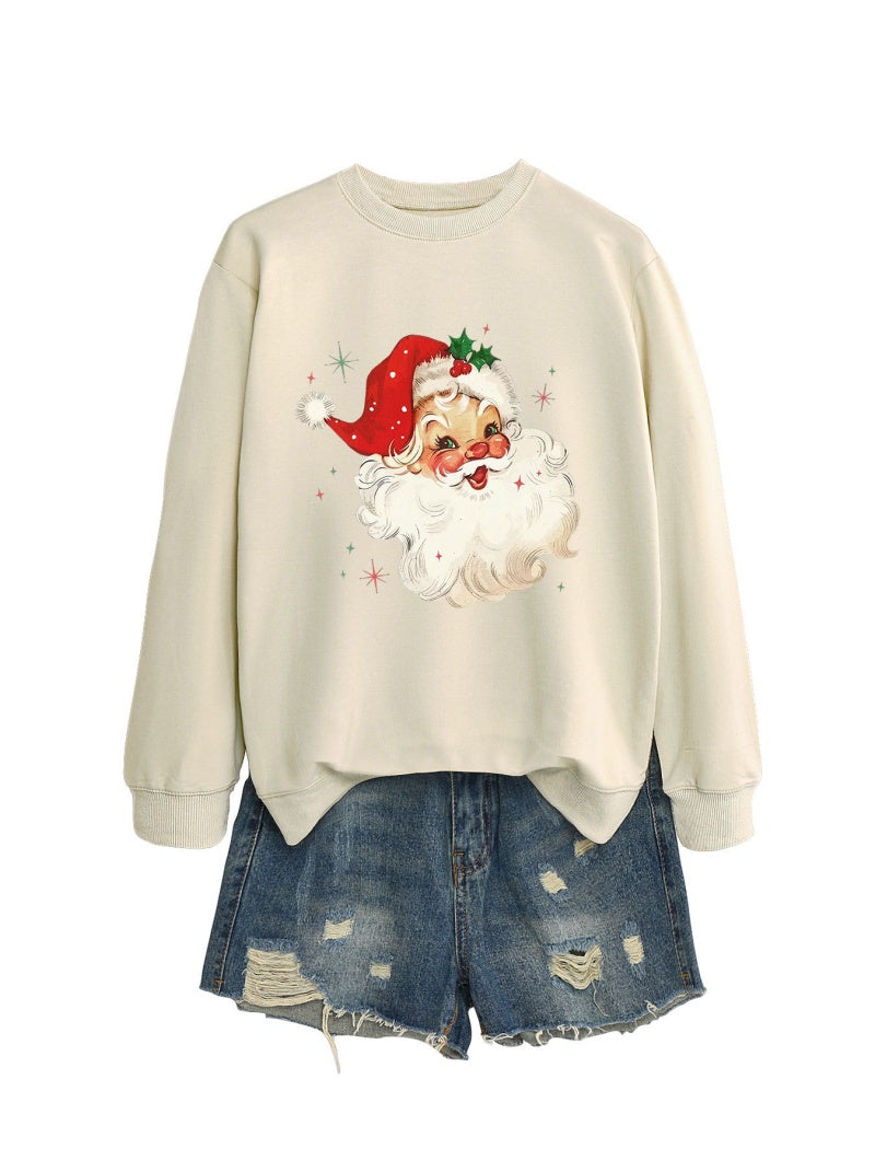 Vintage Santa Print Casual Top
