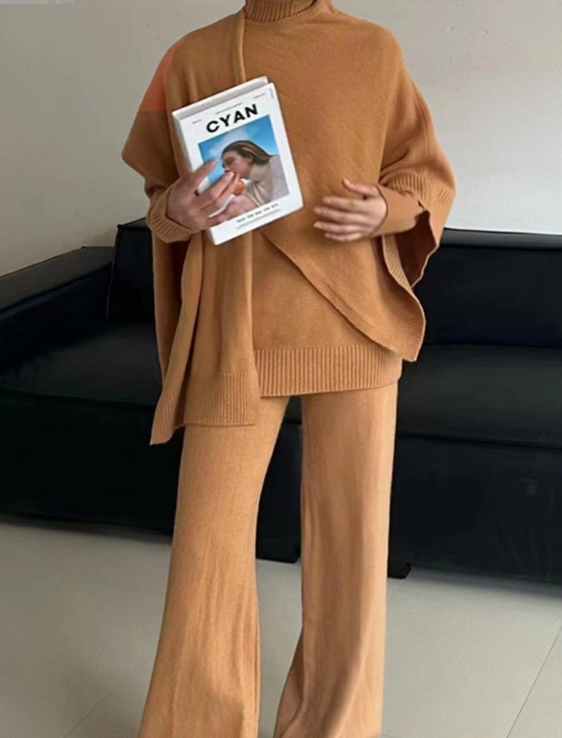 High-Neck Lounge Set with Layered Top