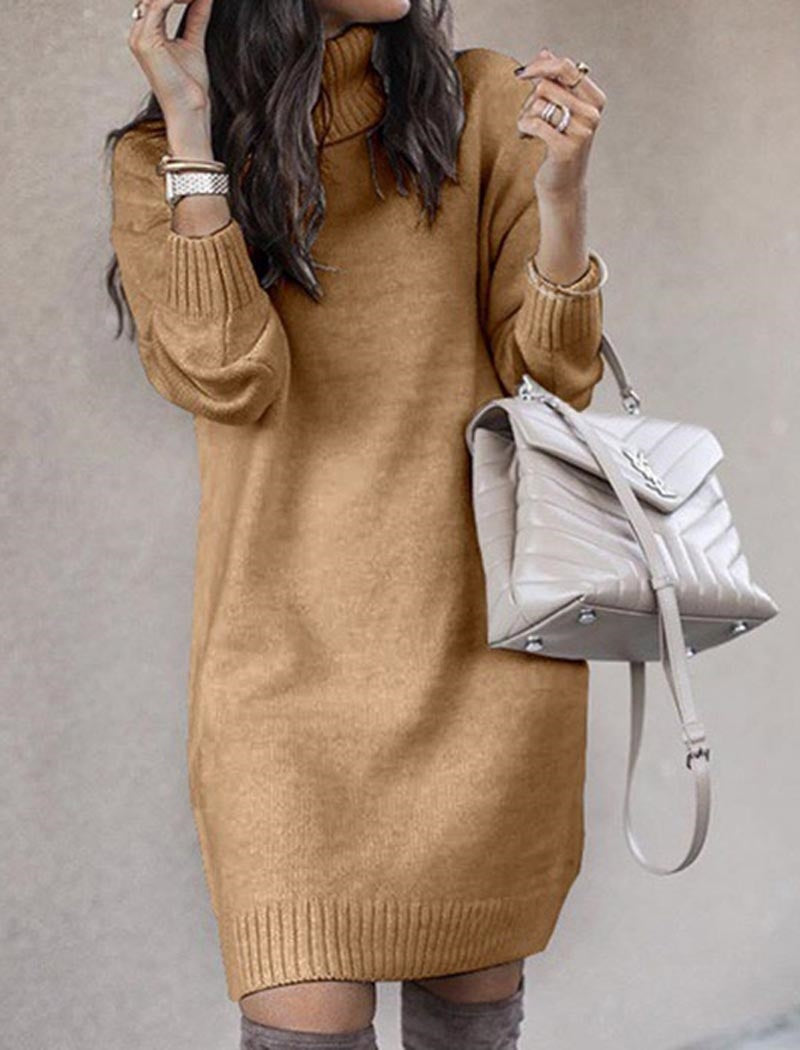 High-Neck Knit Sweater
