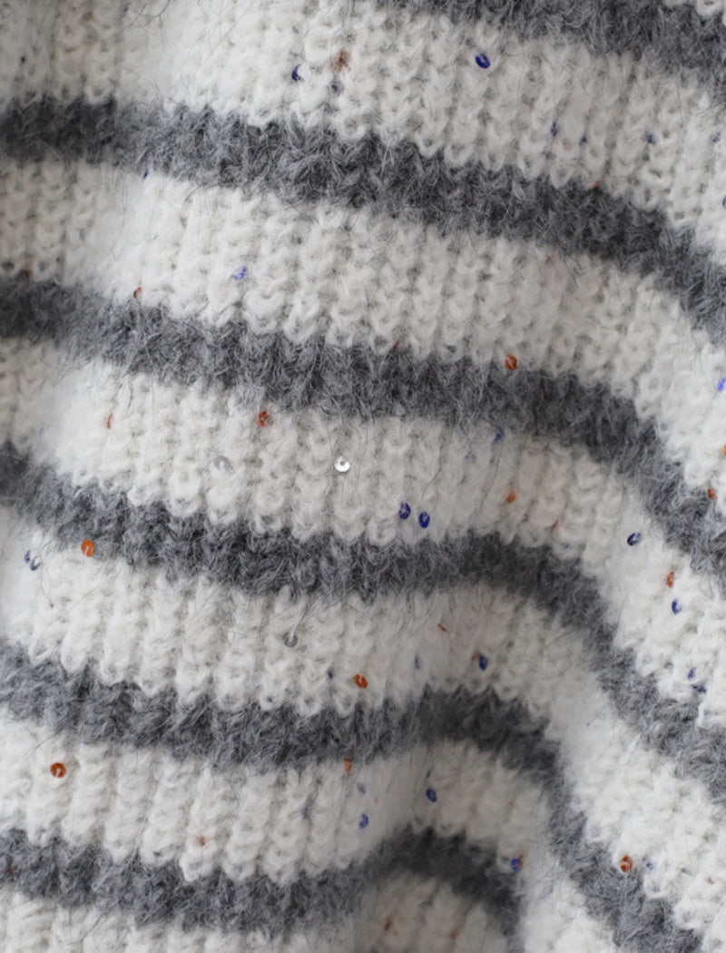 Striped Knit Pullover Sweater