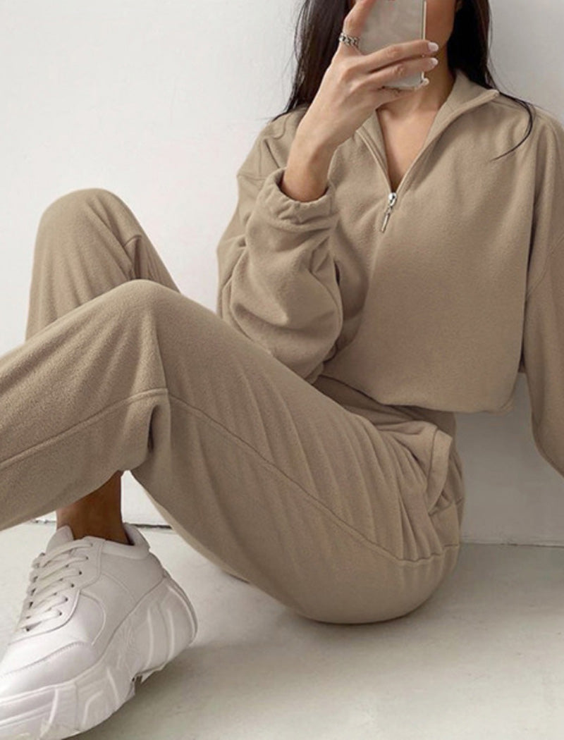 Fleece Zip-Up Lounge Set